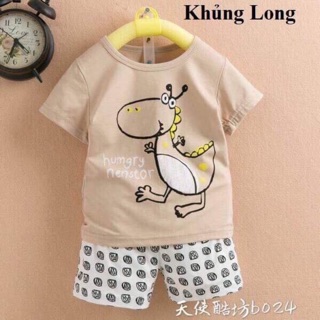 Bộ khủng long cotton thoáng mát cho bé