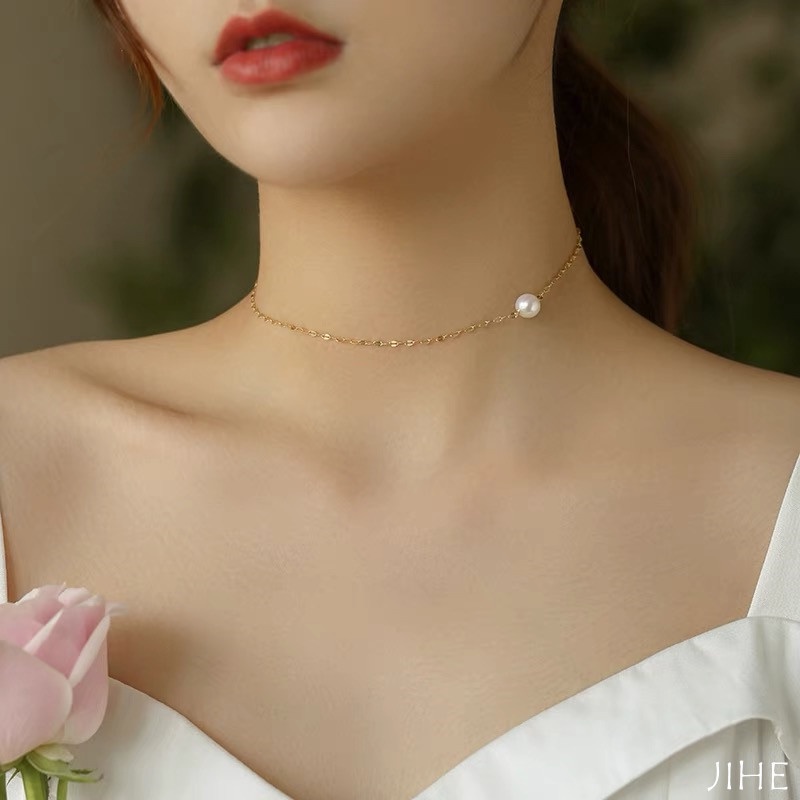 Vòng cổ Đính Hạt Ngọc Trai Đơn Giản Thời Trang Dành Cho Nữ