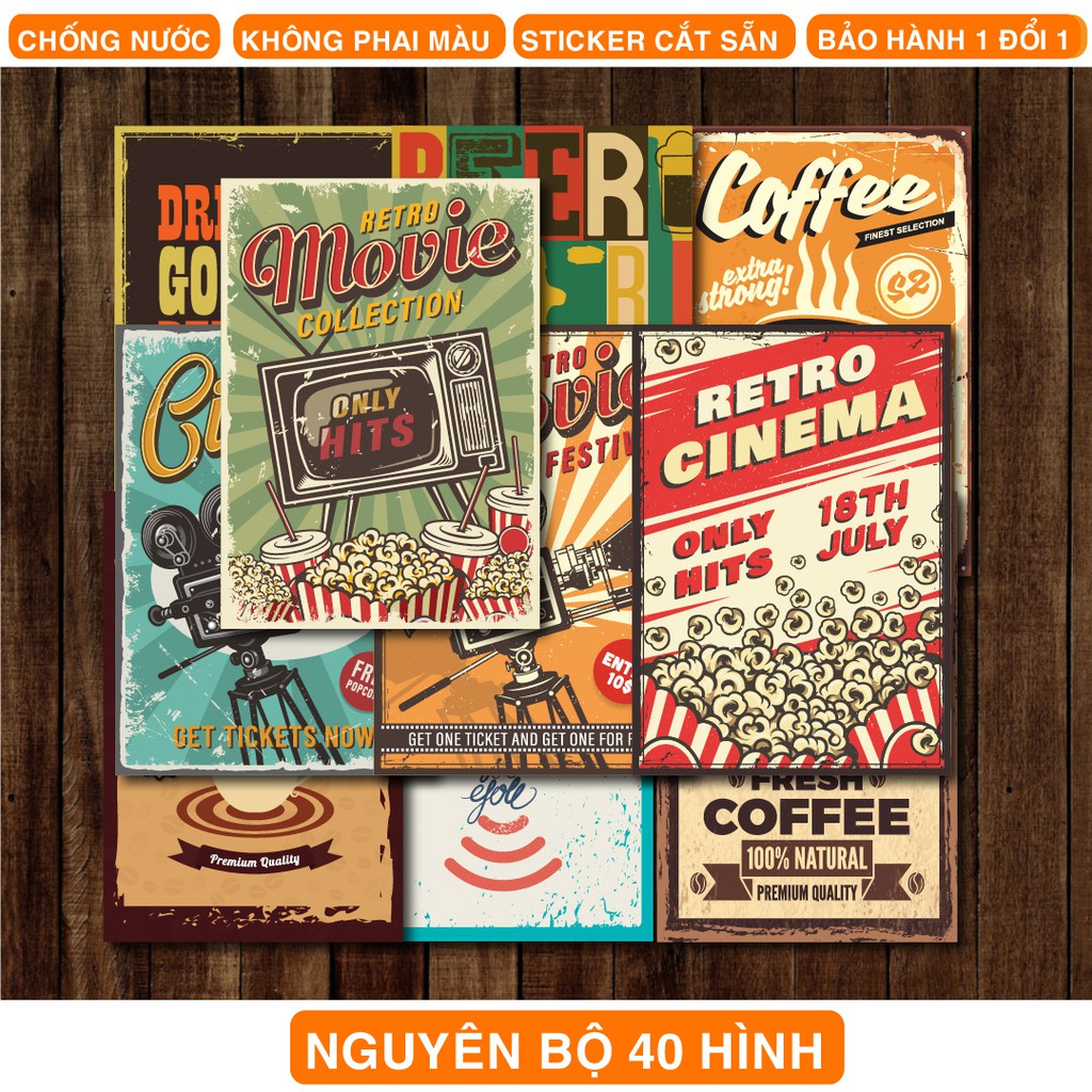 Vintage dán điện thoại, laptop, mũ bảo hiểm, guitar, vali MSP: V03