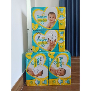 Tả Dán Pampers Swaddlers UK Nội Địa Mỹ Chính Hãng- thùng 186 cái cho bé từ 5-8kg (size S)