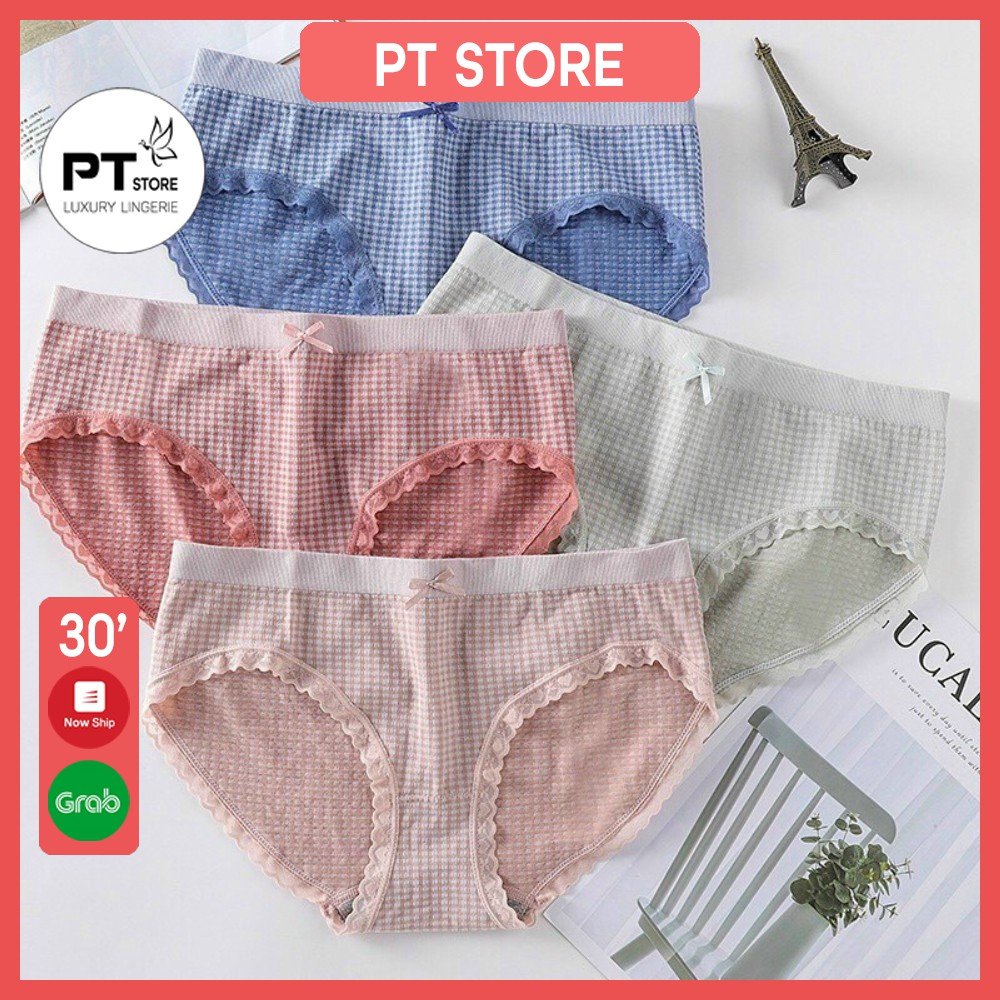 Quần Lót Cotton Kẻ Caro Freesize 45-60kg mã FLQ49