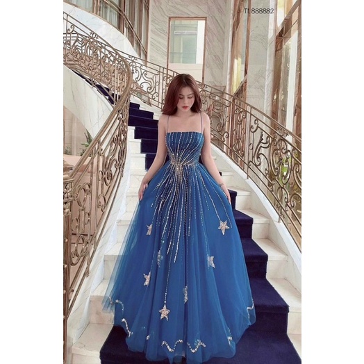 Đầm maxi dạ hội TRIPBLE T DRESS cúp kết cườm eo tia sang trọng - size S/M/L- MS409V
