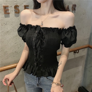 Áo thắt eo tay phồng trễ vai