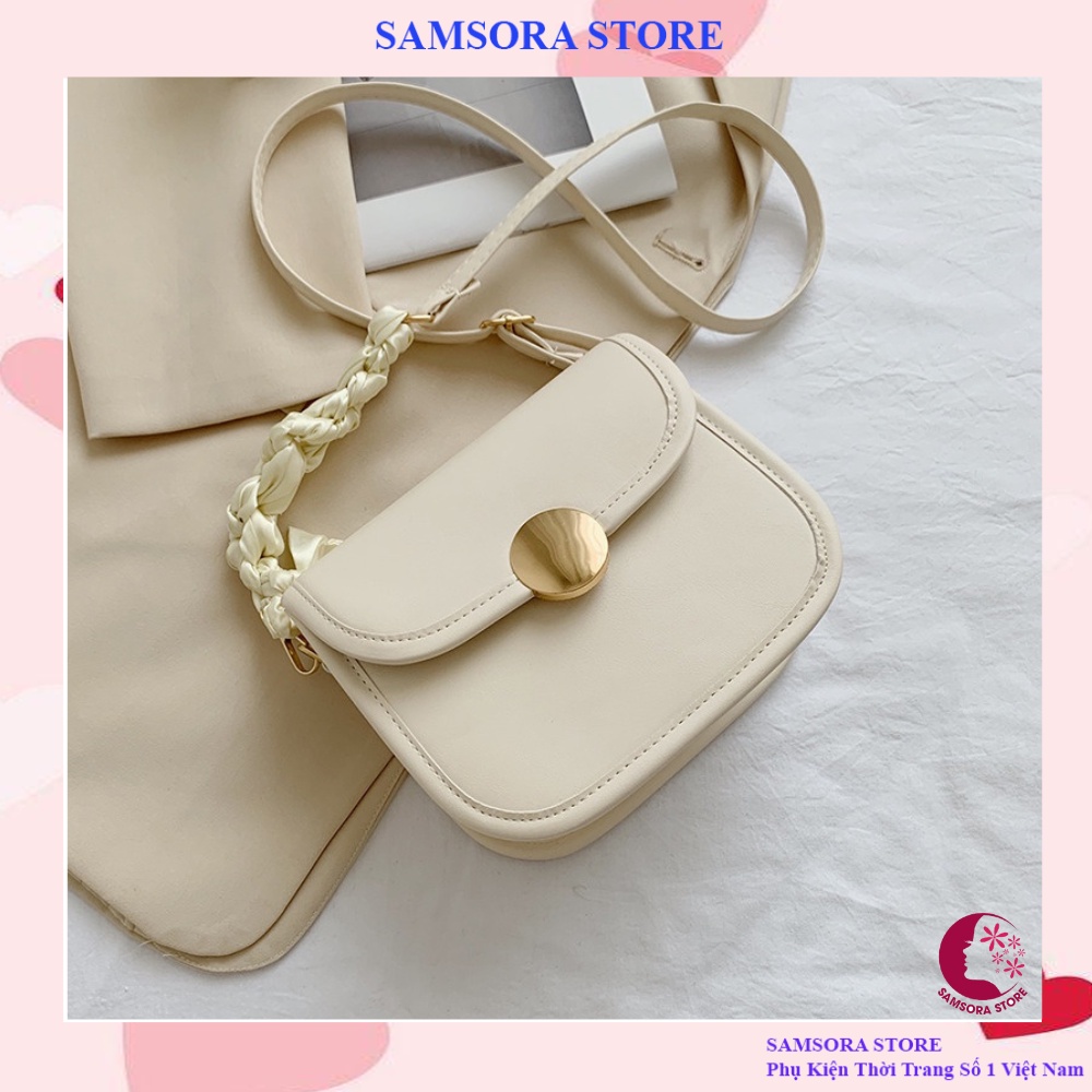 Túi xách nữ thời trang công sở da tote trơn nhã nhặn kết hợp khuy cài cách điệu Samsora store KN2101