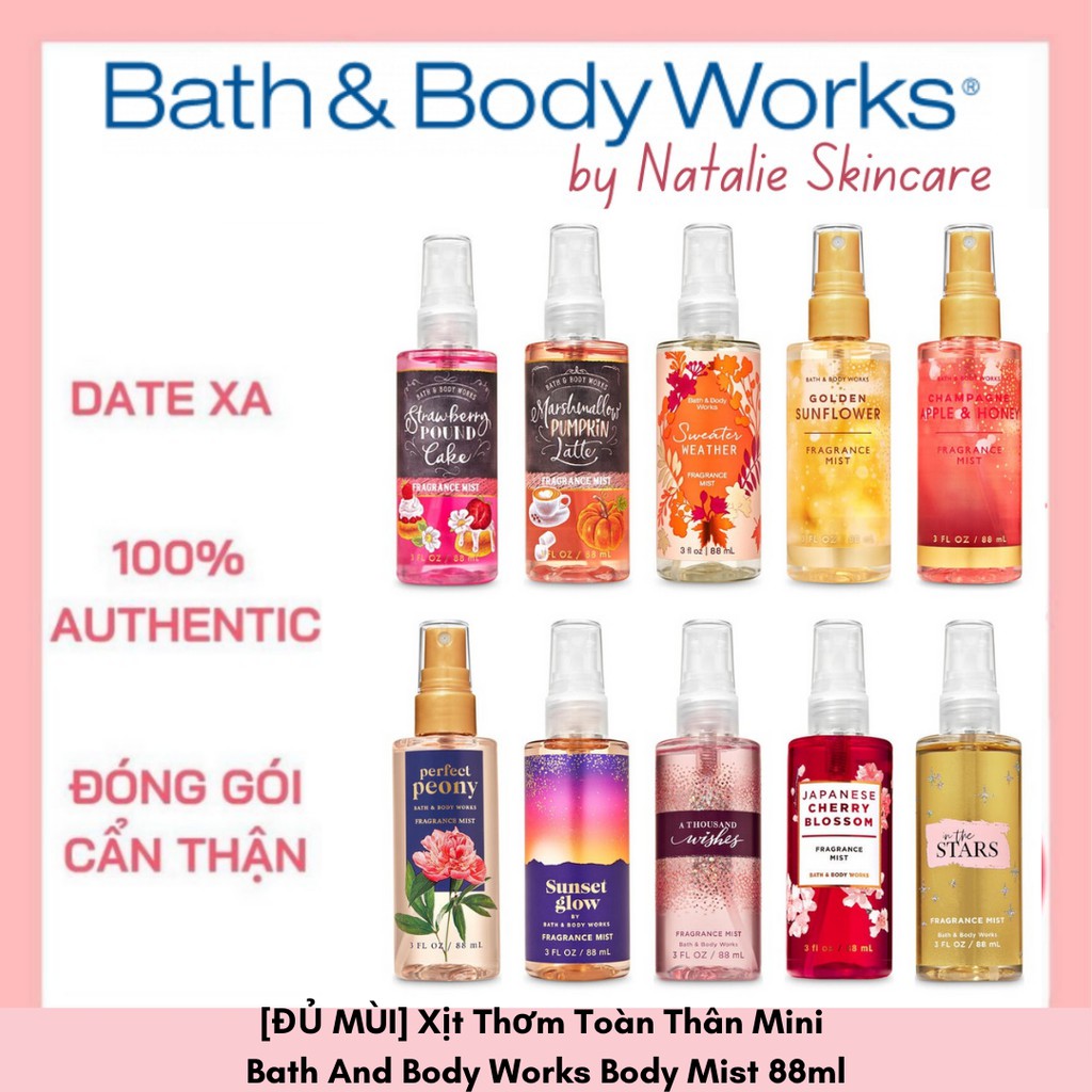 [ĐỦ MÙI] Xịt Thơm Toàn Thân Mini Bath And Body Works Body Mist 88ml