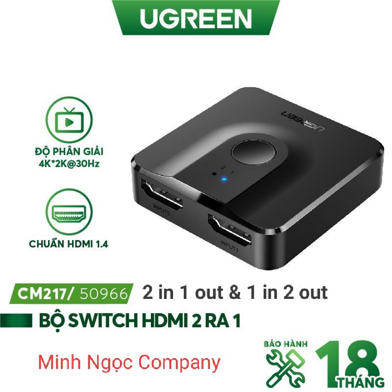 Bộ chia Hdmi 1 ra 2 hoặc gộp 2 vào 1 (2 chiều) chuẩn HDMI 1.4, sản phẩm của Ugreen...