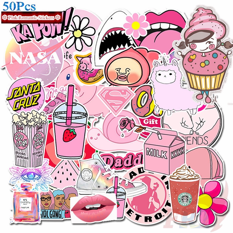 ❉ VSCO： Pink Romantic Series 01 - GirlGang Cozy Graffiti Stickers ❉ 50Pcs/Set Mixed Fashion DIY Luggage Laptop Skateboard Doodle Decals Stickers