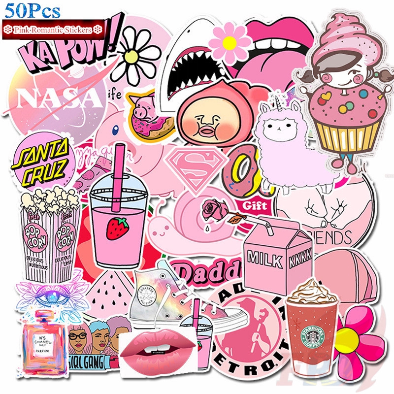 ❉ VSCO： Pink Romantic Series 01 - GirlGang Cozy Graffiti Stickers ❉ 50Pcs/Set Mixed Fashion DIY Luggage Laptop Skateboard Doodle Decals Stickers