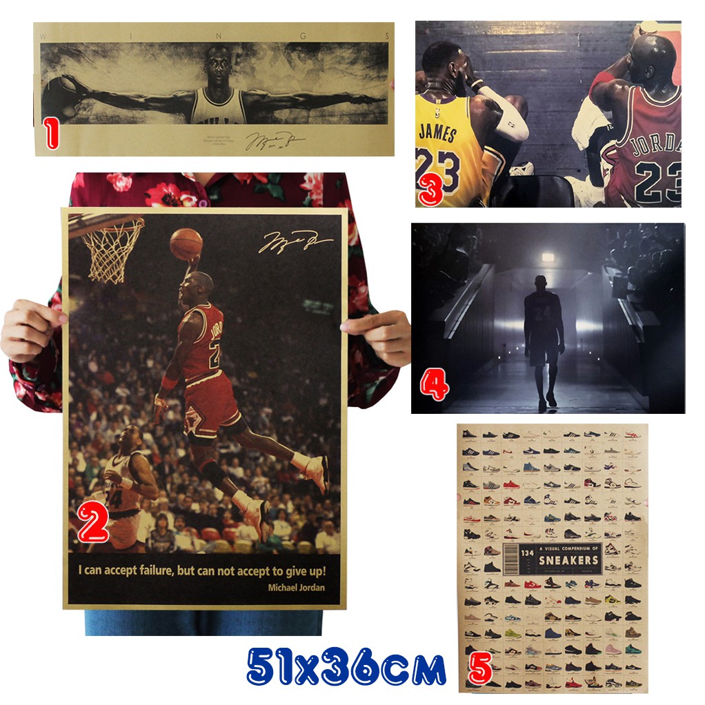 Poster 51x36cm BÓNG RỔ NBA JORDAN - KOBE - SNEAKER Vintage - Poster Trang Trí Vintage - PART1
