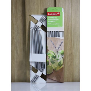 Set 6 ống hút inox Profissimo kèm 1 chổi cọ rửa - Hàng nội địa Đức