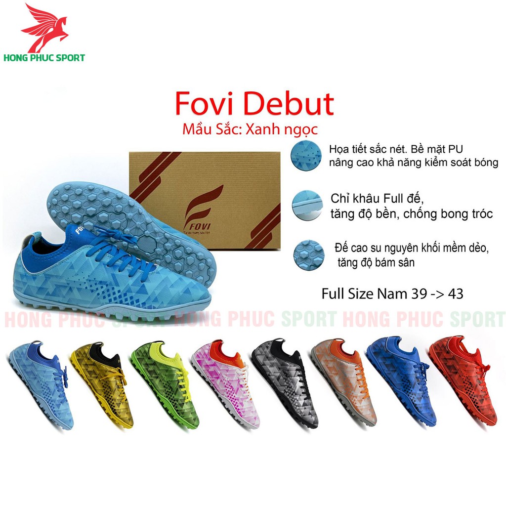 GIÀY BÓNG ĐÁ SÂN CỎ NHÂN TẠO FOVI DEBUT X19 FULL HỘP KHÂU FULL ĐẾ