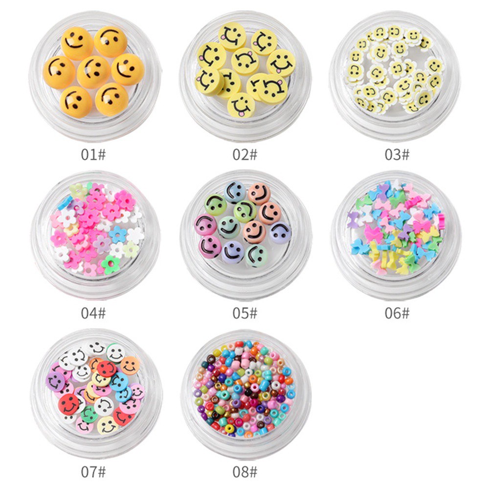 [Hàng mới về] Phụ kiện trang trí móng tay nghệ thuật họa tiết hoa / mặt cười 3d nhiều màu dễ thương diy