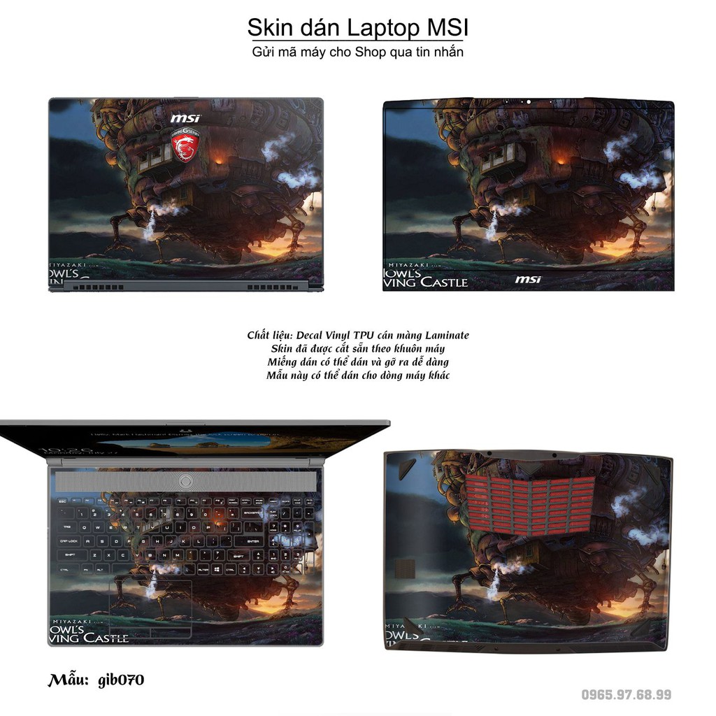 Skin dán Laptop MSI in hình Ghibli nhiều mẫu 11 (inbox mã máy cho Shop)