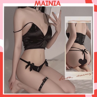 Set Bộ Đồ Lót Áo Lụa Phi Bóng Quần Lọt Khe Hở Đáy Siêu Đẹp Sexy Gợi Cảm Mainia Shop