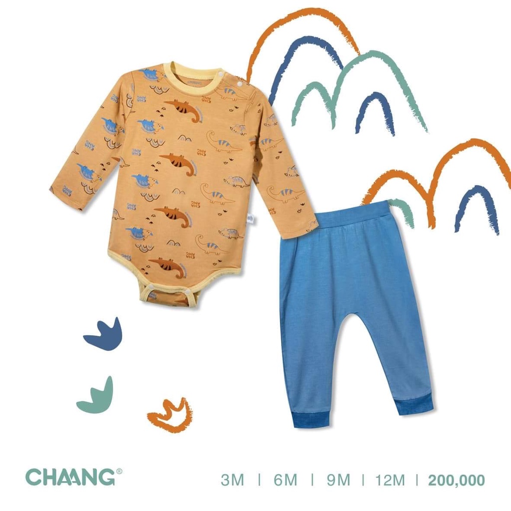 Chaang body chip dài dino cho bé trai, body cotton em bé