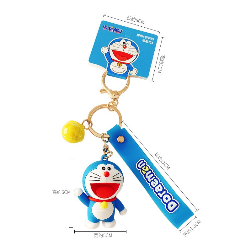 [Mới] Móc khoá Hình Doraemon (3 chi tiết) kèm dây, phụ kiện balo, túi xách xinh xắn