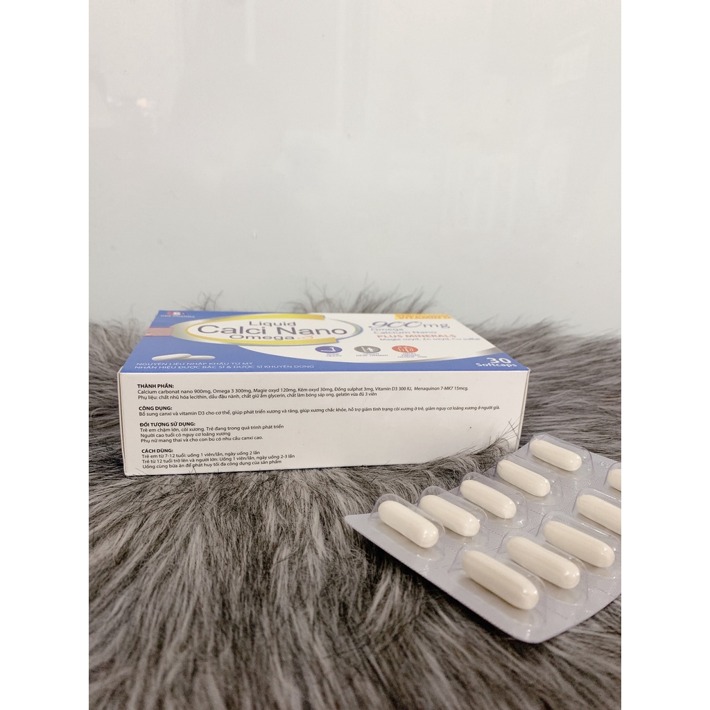 VIÊN UỐNG CANXI NANO OMEGA 3 - DÀNH CHO NGƯỜI CẦN BỔ SUNG CANXI - LIQUID CALCI NANO OMEGA 3 - HỘP 30 VIÊN