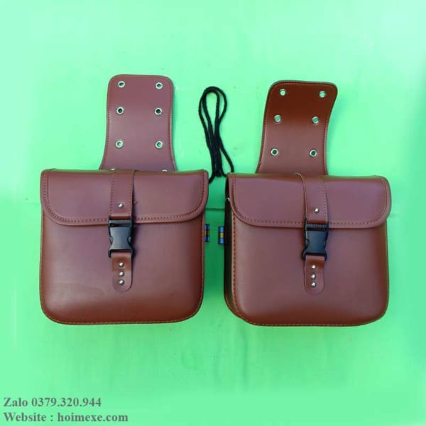Cặp túi da treo hông xe máy chống nước 25cm