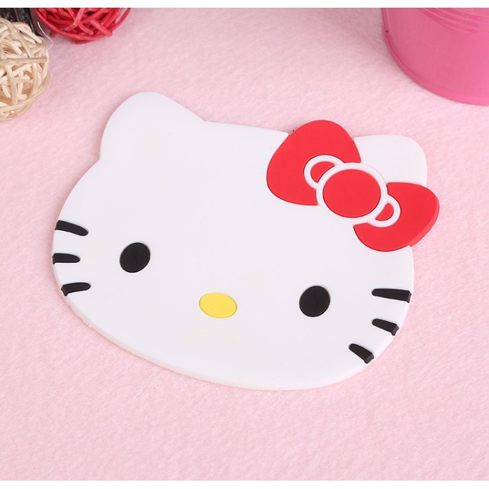 Tấm lót cốc mèo kitty rất xinh  xắn 10cm F247SPTS Bikerstorethainguyen eefy11