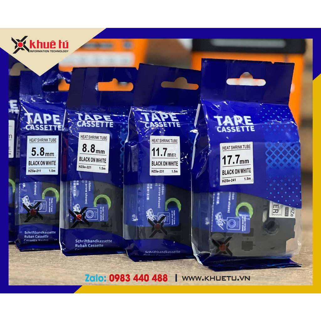 Ống Co Nhiệt HZSe màu trắng , khổ 5.8-17.7mm chiều dài 1,5m dùng cho máy in nhãn Brother