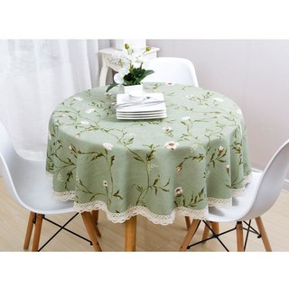 KHĂN TRẢI BÀN TRÒN LANDECOR HỌA TIẾT HOA DÂY VẢI MÀU XANH NHẠT-TB426 PHÙ HỢP CHO TRANG TRÍ BÀN TIỆC BÀN BẾP