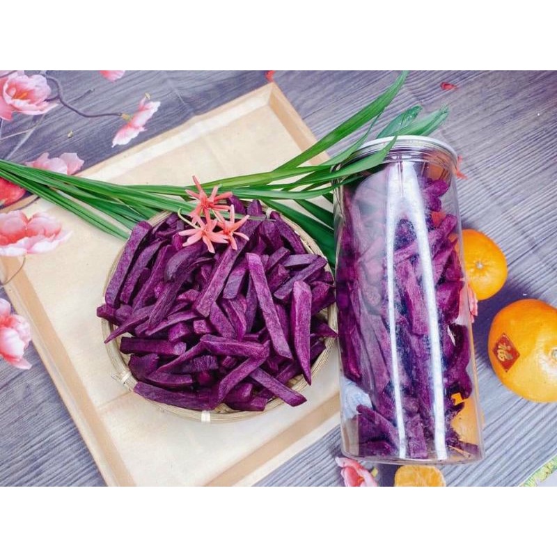 [ GIẢM GIÁ] Khoai lang tím sấy giòn Không Đường hương vị tự nhiên- Happy Food đồ ăn vặt rẻ và ngon | BigBuy360 - bigbuy360.vn