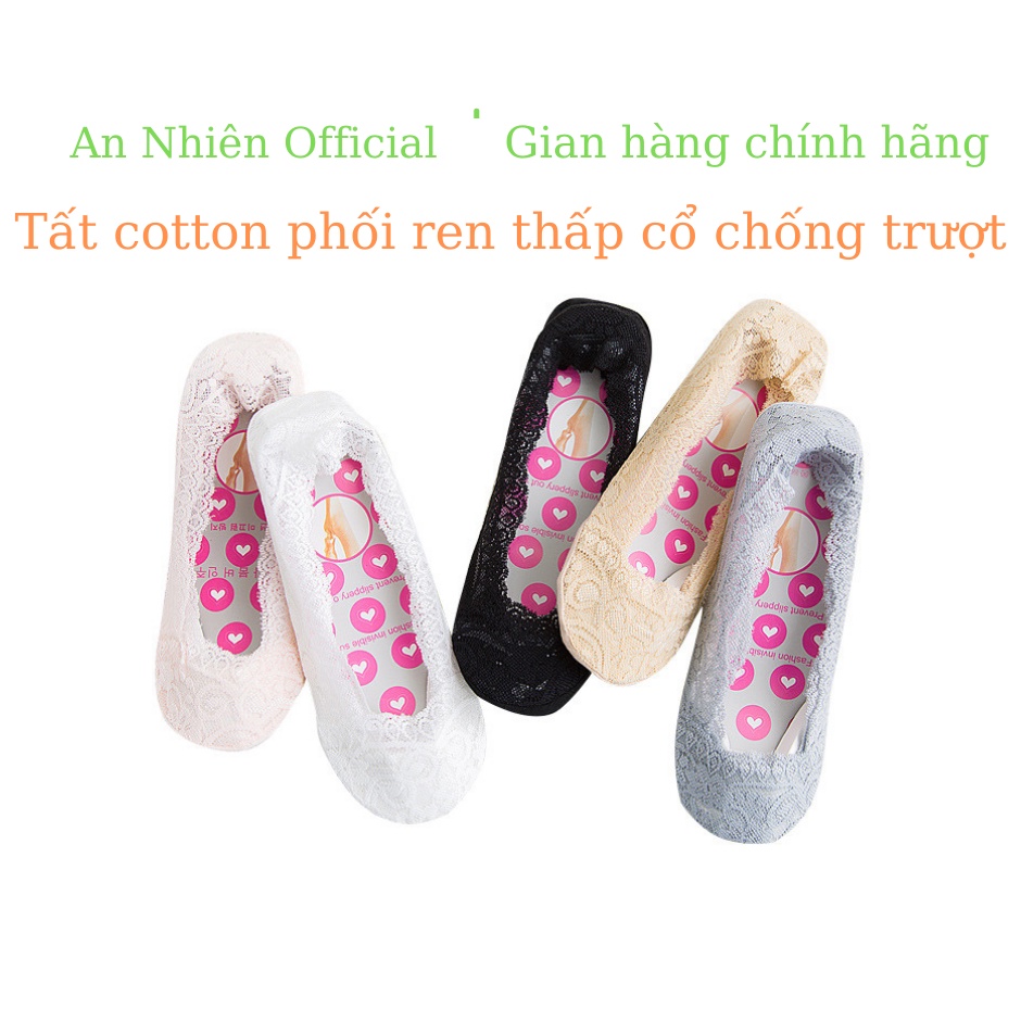 Tất Ren Cotton Cổ Ngắn Chống Trượt Hàng Thiết Kế Cao Cấp Siêu Đẹp Cho Nàng Cá Tính