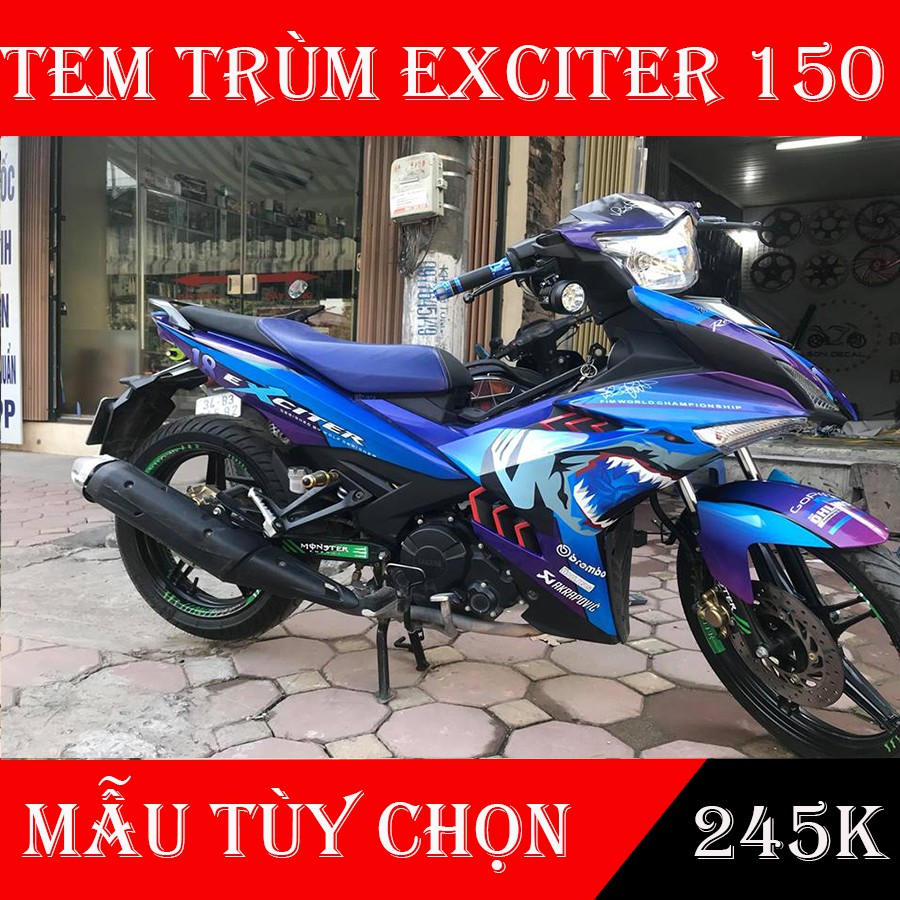 Tem Trùm Exciter 150 Cá Mập Xanh Tím