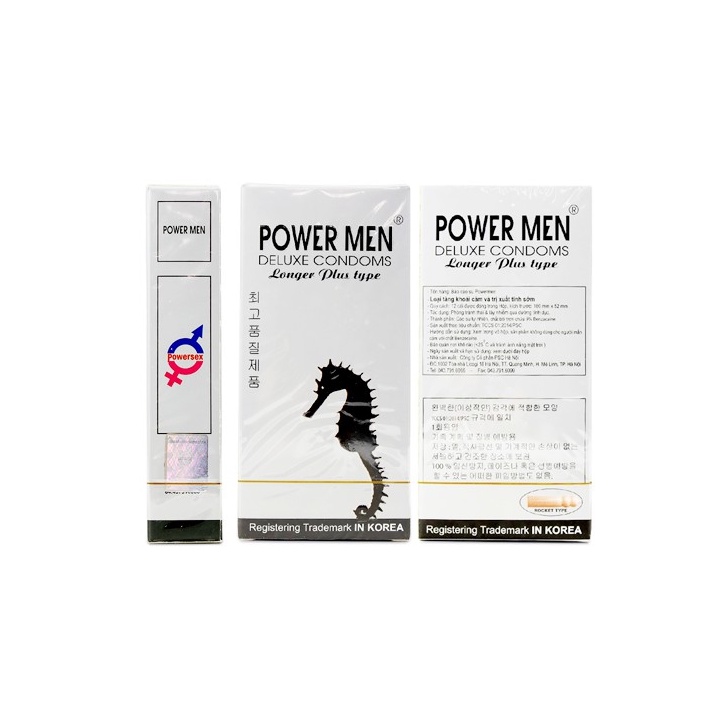 Bao Cao Su Power Men Longer Plus Type (Hộp 12C) - Dòng Bcs & Gân Gai Dọc Thân, Nhiều Gel Bôi Trơn