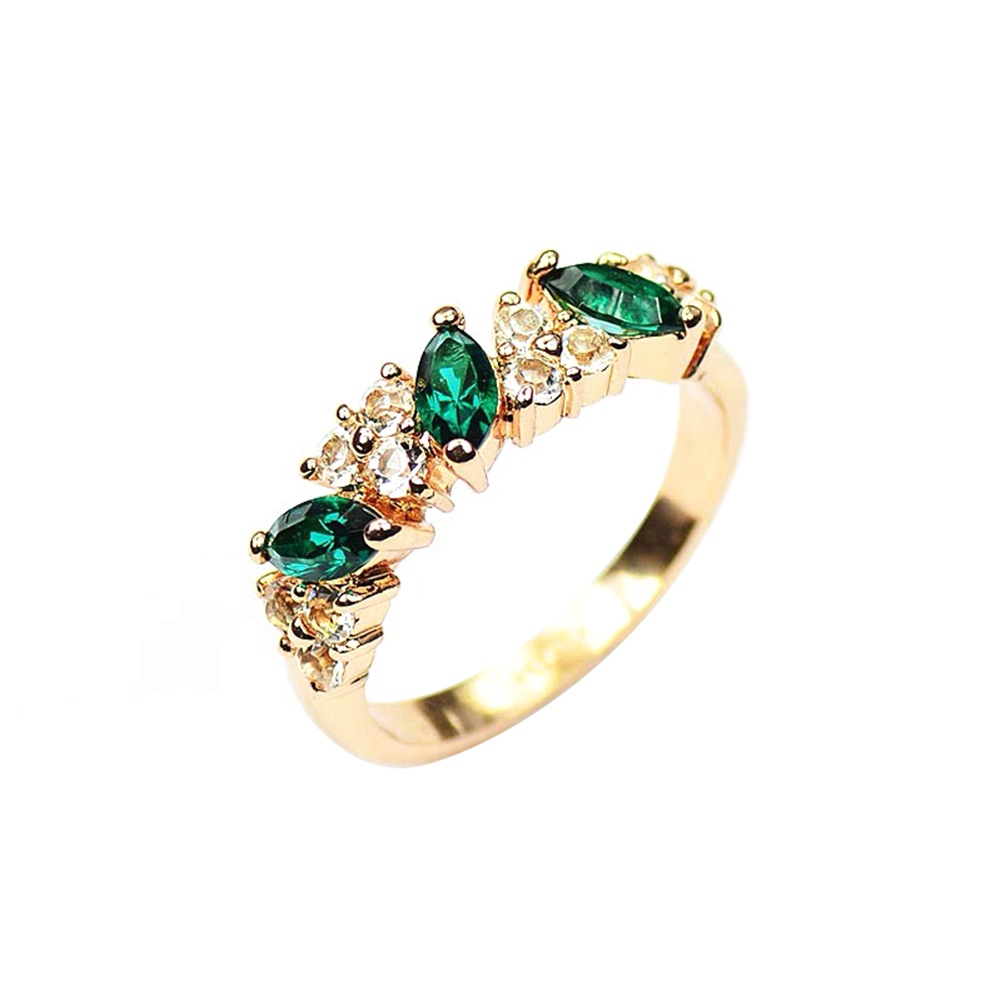 Nhẫn Thời Trang Đính Đá Pha Lê Xanh Lá Sang Trọng Phong Cách Vintage Cho Nữ