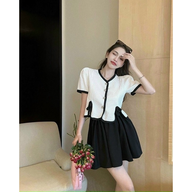 SÉT CVAY XOÈ ÁO ĐÍNH VIỀN NƠ