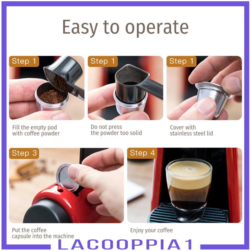 [LACOOPPIA1]Coffee Capsule Stainless Steel Reusable for Le Cube