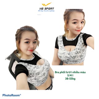 Bra thể thao áo tập gym, yoga nữ . áo bra phối lưới sẵn đệm ngực cá tính br702