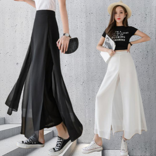 Quần Giả Váy Dài Ngang Mắt Cá Màu Đen Dáng Rộng Phong Cách Thời Trang Hàn Quốc 2020 1821