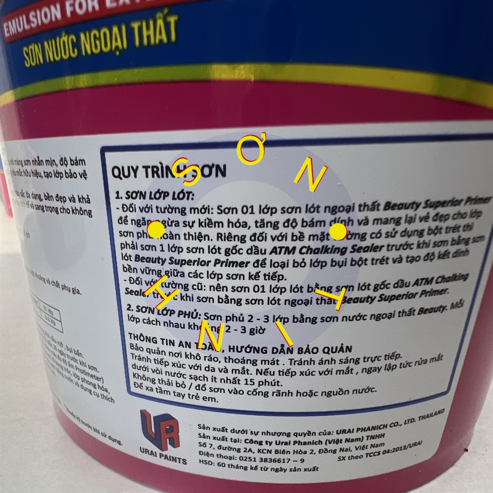 Sơn nước BEAUTY Ngoại thất Ngoài trời màu hồng phấn , đậm, nhạt, cánh sen 1 Lít của URAI PAINTS