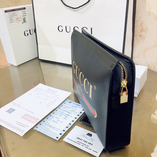 VÍ CLUTCH CẦM TAY GUCCI SUPER VIP‼️fullbox, card,bill, túi vải hãng in chữ GUCCI