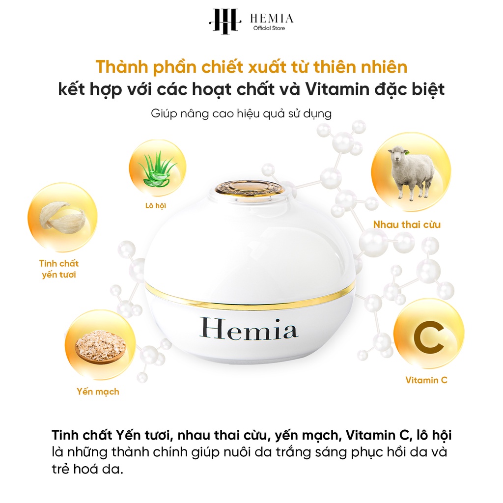 Kem body dưỡng thể dưỡng trắng da toàn thân Hemia thạch tuyết cao cấp hộp 150gr