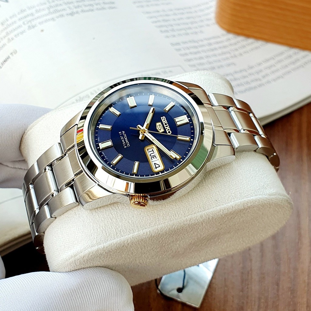 Đồng hồ Nam Seiko 5 Automatic SNKK11K1 Size 38mm,Mặt xanh,Lịch thứ ngày-Máy cơ tự động-Dây kim loại cao cấp