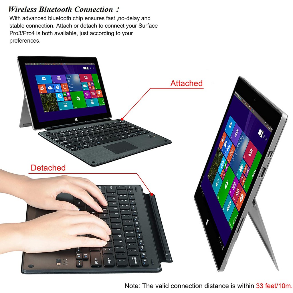 Bàn phím bluetooth không dây siêu mỏng cho Microsoft Surface Go Go 2 Surface Pro 7 Pro 6 Pro 5 Pro 4 Pro 3