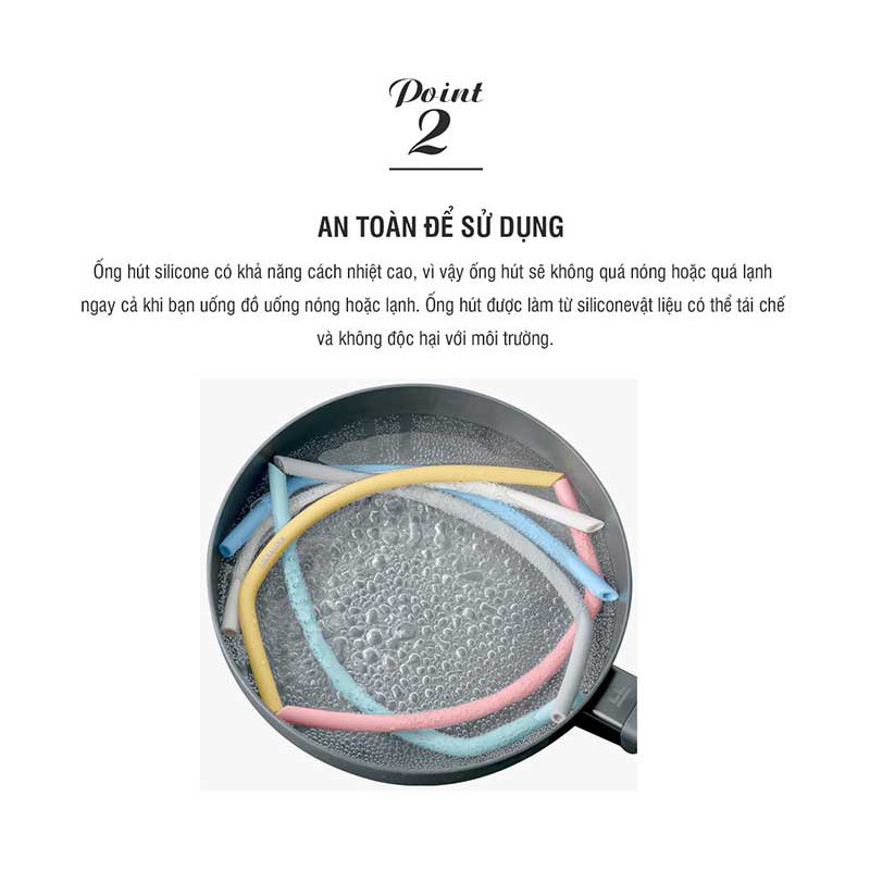 Bộ 6 Ống Hút Silicone Lock&Lock Có Thể Tái Sử Dụng TLL080 250x78mm Co Giãn Tốt, Kèm 2 Cọ Rửa-Hàng Chính Hãng