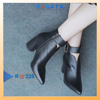 Giày boot bốt nữ cổ thấp 7 phân hàng hiệu rosata màu đen thời trang ro225