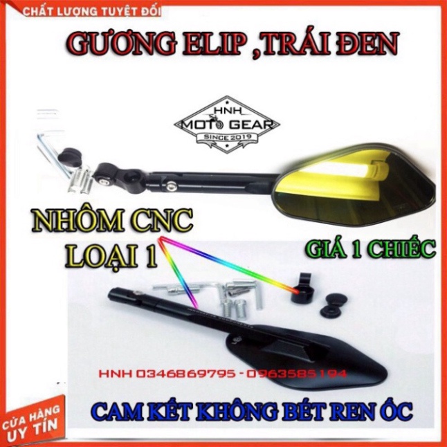 Gương Elip Cắt CNC Cho Xe Máy - 1 Chiếc