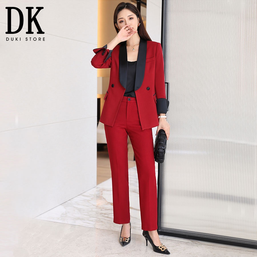 Bộ vest nữ công sở Hàn Quốc màu đỏ đô đẹp DKU0048 - DUKI STORE