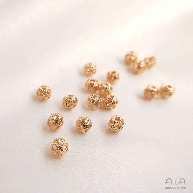 Bộ 20 Hạt Đồng Mạ Vàng 14K Làm Trang Sức Thủ Công DIY