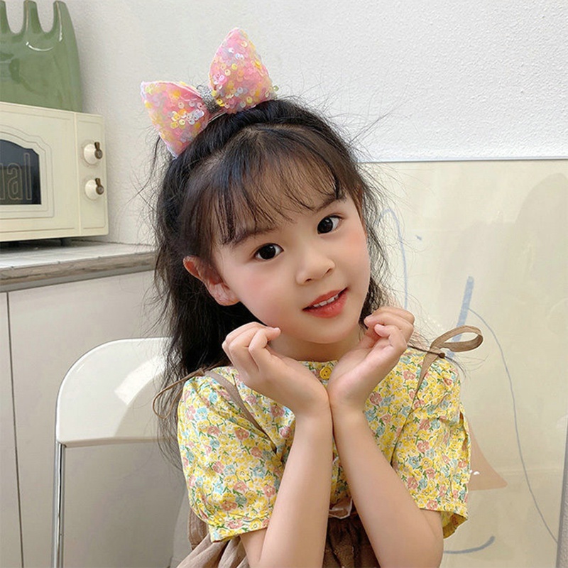 Kẹp Tóc Hình Nơ Đính Kim Sa Nhiều Màu Sắc Thời Trang Cho Bé Gái