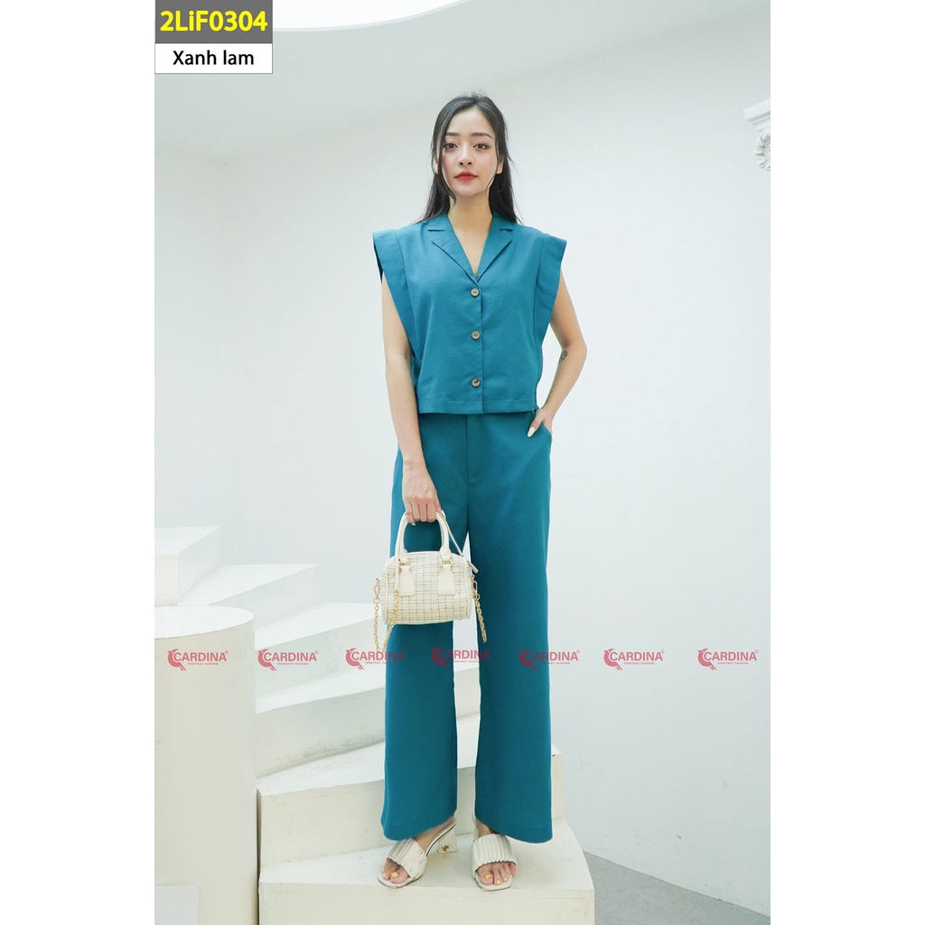 Set đồ công sở thiết kế cao cấp CARDINA chất Linen Vai Chươm 2LIF03