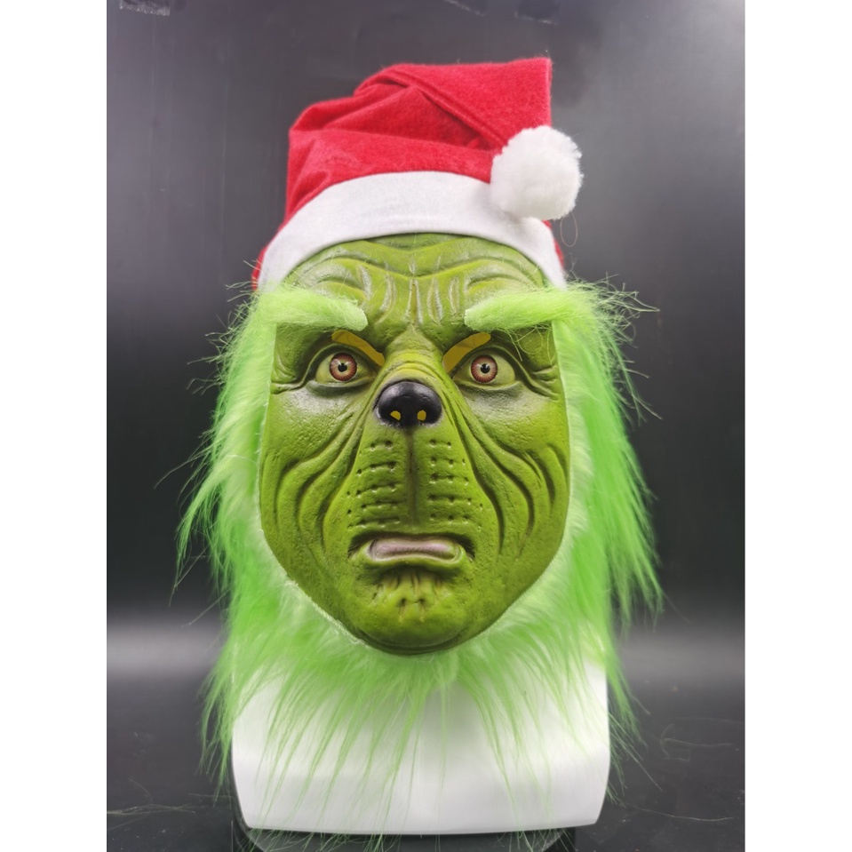 Mặt Nạ Quái Vật Màu Xanh Lá Cây Bằng Latex Hóa Trang Halloween / Giáng Sinh