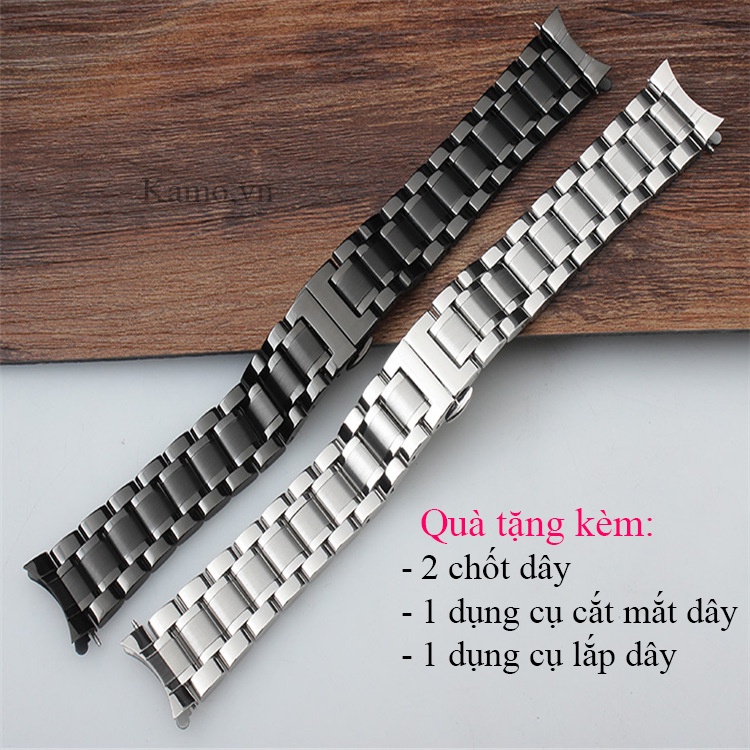 Dây đồng hồ nam nữ thép inox đúc, size 18mm 20mm 22mm 24mm - quai đeo đồng hồ kim loại milaneses, khóa bướm cao cấp