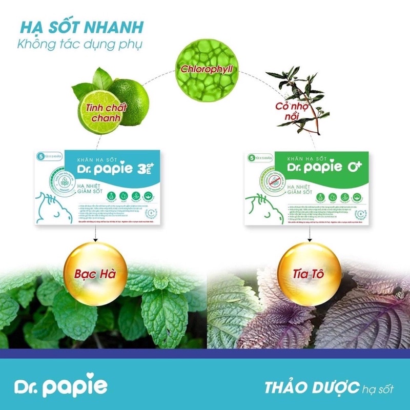 Khăn Lau Hạ Sốt 0+ Dr Papie Cho Bé Hạ Nhiệt Giảm Sốt Ngăn Ngừa Co Giật