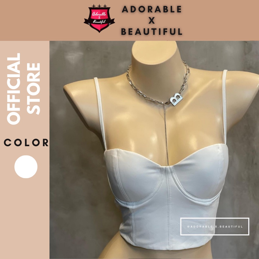 Áo Cúp Ngực Da Sang Trọng Form Cao Cấp Dây Kéo Có Mút Ngực [AdorablexBeautiful]